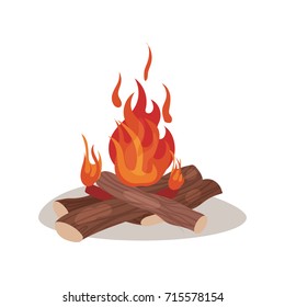 Burning bonifire colorful vector illustration