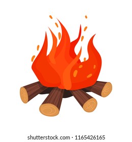 Burning bonifire, Stone Age symbol vector Illustration on a white background