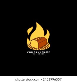 burning bread logo template vector design