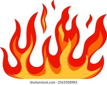 Burning brightly, red and orange cartoon flames create a vibrant and energetic visual against a clean white background, evoking feelings of warmth and intensity