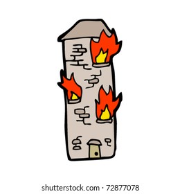 caricatura del edificio en llamas
