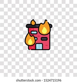 burning building icon sign and symbol. burning building color icon for website design and mobile app development. Simple Element from firefighter collection for mobile concept and web apps 