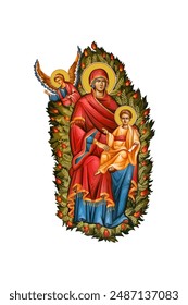 Burning bush illustration in Byzantine style isolated