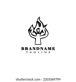 Burning Bush Logo Cartoon Icon Design Template Black Modern Isolated Vector Creative