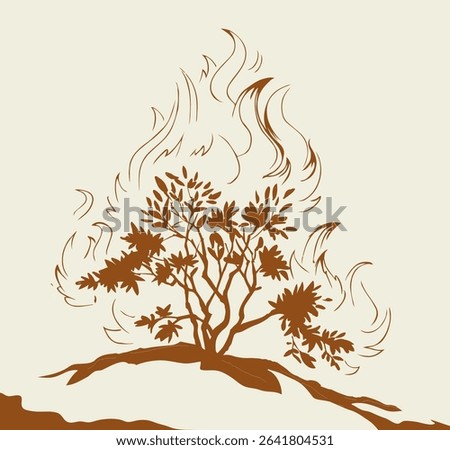 Burning bush. Vector drawing icon