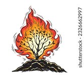Burning bush,vector illustration,religion concept, Old Testament biblical Genesis illustration.
