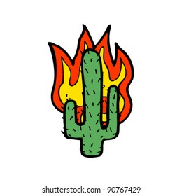 burning cactus cartoon