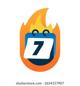 Burning calendar with highlighted date. deadline, urgency, time pressure, or last chance. illustration of limited time, schedule stress, end date warning. Perfect for time sensitive promotions alert