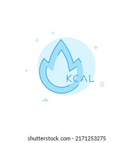 Burning calories, diet flame vector icon. Flat illustration. Filled line style. Blue monochrome design. Editable stroke. Adjust line weight.