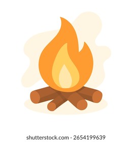 Burning campfire brings warmth in woods, where campfire sparks comfort and fire vibe creates cozy outdoor moments for travelers.
