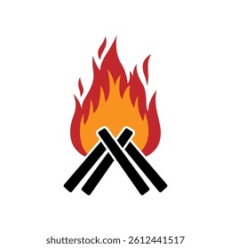 Burning campfire icon. Vector Illustration