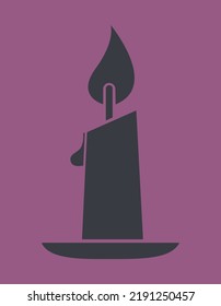 Quemando velas en negro y plano. Elemento de diseño de Halloween.