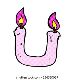 burning the candle at both ends retro comic book style cartoon