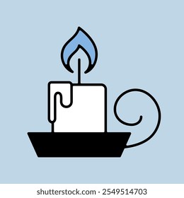 Burning candle in a bowl vector icon. Winter sign. Graph symbol for event and holiday web site and apps design, logo, app, UI