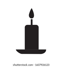 burning candle in candle in candlestick icon