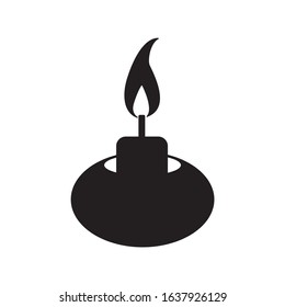 burning candle in candle in candlestick icon