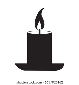 burning candle in candle in candlestick icon