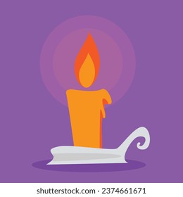 Quemando velas en un candelabro. Ilustración vectorial en estilo plano