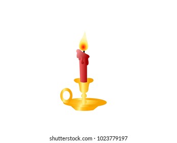 Burning Candle in Candlestick Vector Image 