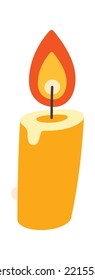 Burning candle cartoon flat illustration