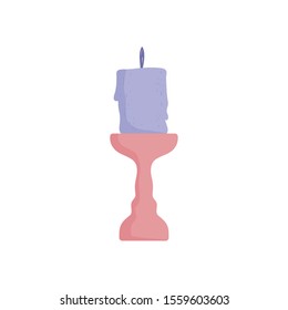 burning candle chandelier decoration icon vector illustration