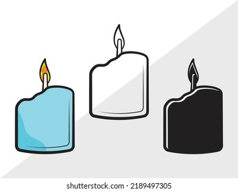 Burning Candle Clipart SVG Printable Vector Illustration