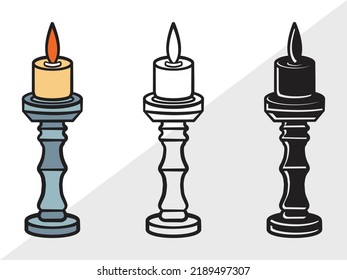 Burning Candle Clipart SVG Printable Vector Illustration