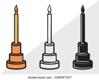 Burning Candle Clipart SVG Printable Vector Illustration