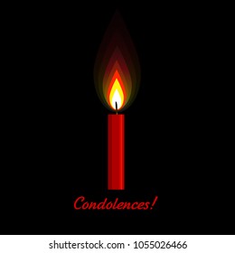 Burning candle. Condolences, Vector