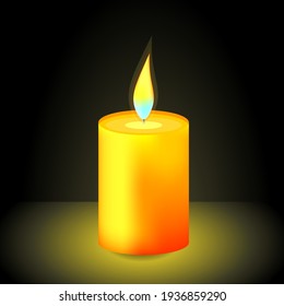 Una vela en llamas en la oscuridad. llama de velas. Una velada romántica. La luz de la vela.