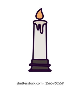 burning candle decoration on white background vector illustration