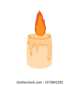 burning candle decoration on white background vector illustration