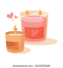 Vela ardiente como regalo de bricolaje para San Valentín Ilustración vectorial