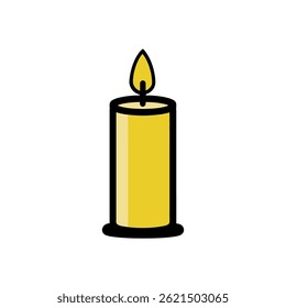 Burning candle emits light indoors still life simple