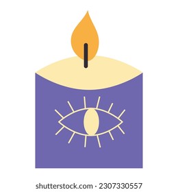 Burning candle with eye.Aromatherapy,mind calming