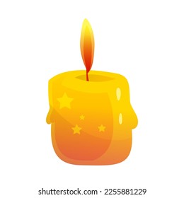 Burning Candle as Festival and Birthday Party Element Vector Illustration