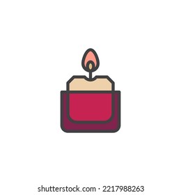 Burning candle filled outline icon, line vector sign, linear colorful pictogram isolated on white. Symbol, logo illustration. Vector graphics