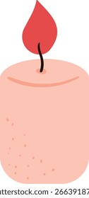 Vela ardente com chama isolada. Ilustração de vetor plano. Ideal para decoração acolhedora, design de spa, elementos de aniversário e temas românticos ou relaxantes