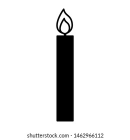 burning candle flame on white background vector illustration white and black