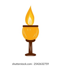 Burning candle in flat design. Kwanzaa holiday glowing candlelight. Vector illustration isolated.