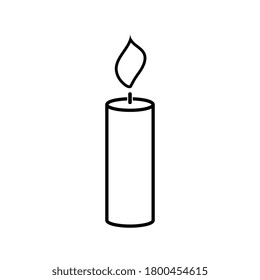 Burning candle flat icon. Candlelight vector illustration isolated on white.