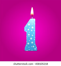 Burning candle in the form of number birthday, vector illustration