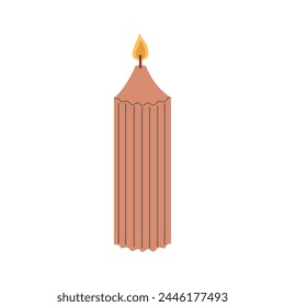 Burning candle geometric trendy shape. Aroma candle in scandi style illustration on white background.