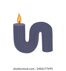 Burning candle geometric trendy shape. Aroma candle in scandi style illustration on white background.