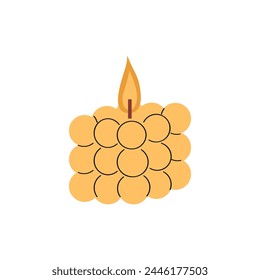 Burning candle geometric trendy shape. Aroma candle in scandi style illustration on white background.