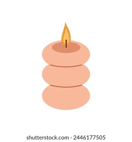 Burning candle geometric trendy shape. Aroma candle in scandi style illustration on white background.