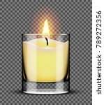 Burning candle in a glass jar isolated on transparent background