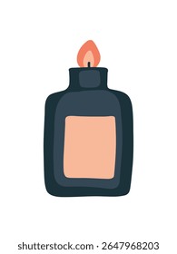 burning candle in a glass jar vector illustration