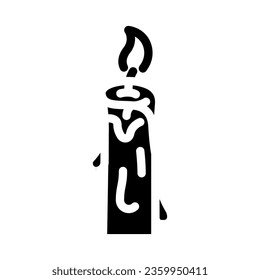burning candle glyph icon vector. burning candle sign. isolated symbol illustration