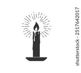 Burning candle graphic icon. Candle sign isolated on white background. Vector illustration